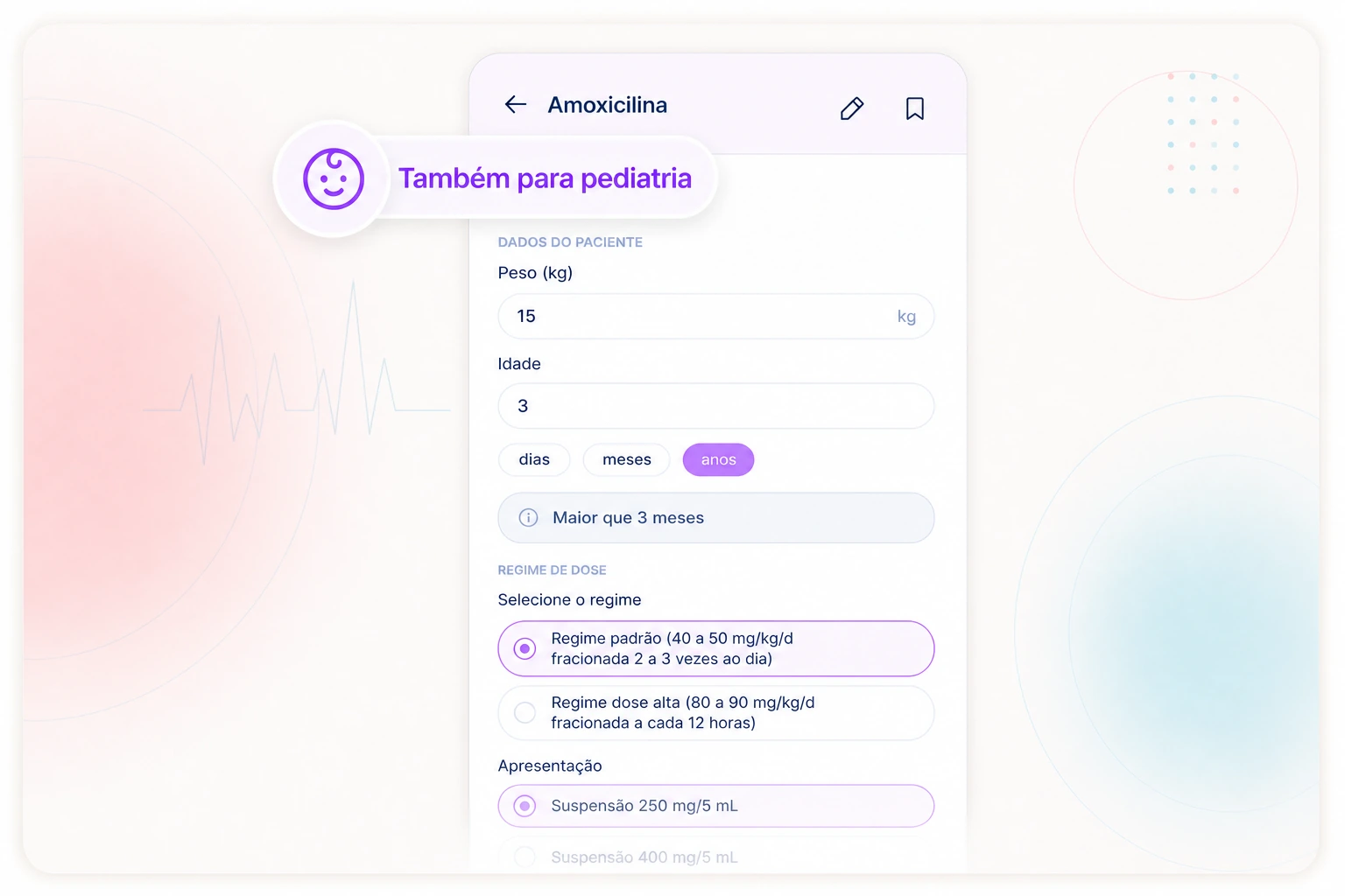 Calculadora adulto e pediátrica da CalcMed